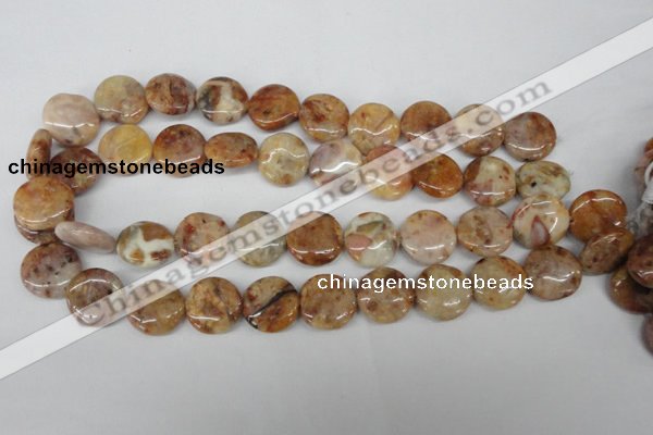 CAG1090 15.5 inches 18mm flat round Morocco agate beads wholesale