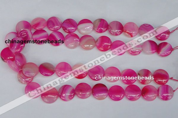 CAG1170 15.5 inches 18mm flat round line agate gemstone beads