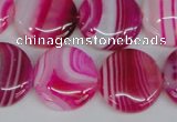 CAG1171 15.5 inches 20mm flat round line agate gemstone beads