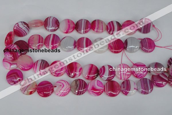CAG1171 15.5 inches 20mm flat round line agate gemstone beads