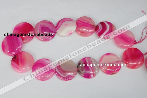 CAG1172 15.5 inches 30mm flat round line agate gemstone beads
