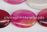 CAG1178 15.5 inches 22*30mm oval line agate gemstone beads