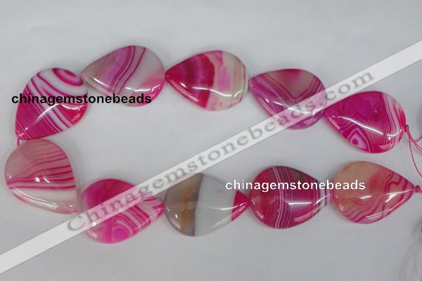 CAG1180 15.5 inches 30*40mm flat teardrop line agate gemstone beads