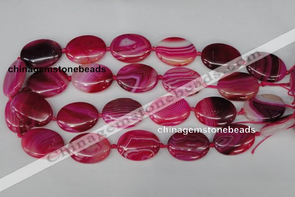 CAG1187 15.5 inches 22*30mm oval line agate gemstone beads