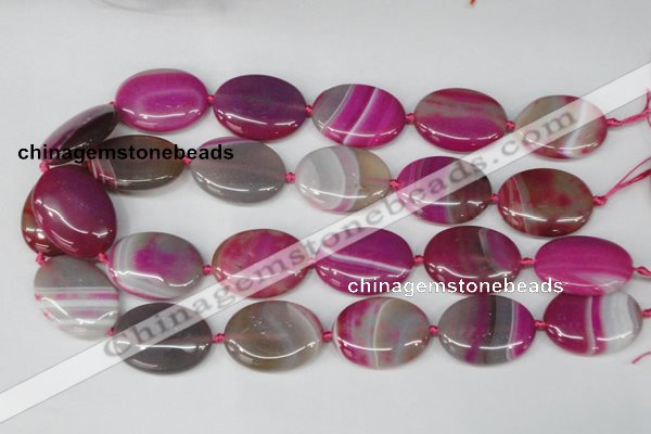 CAG1188 15.5 inches 22*30mm oval line agate gemstone beads