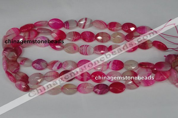 CAG1191 15.5 inches 13*18mm faceted oval line agate gemstone beads