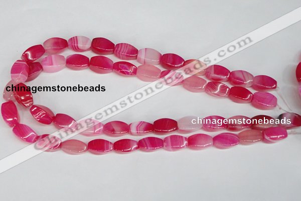 CAG1193 15.5 inches 8*16mm tetrahedron line agate gemstone beads