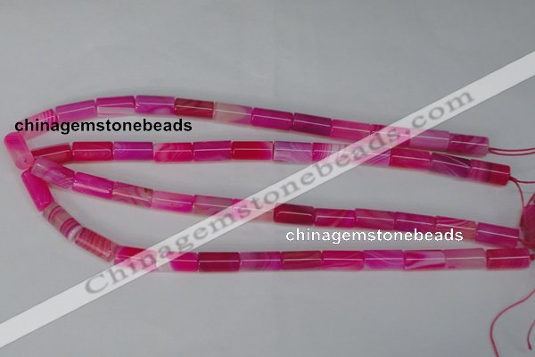 CAG1194 15.5 inches 8*16mm tube line agate gemstone beads