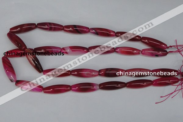 CAG1195 15.5 inches 10*30mm rice line agate gemstone beads