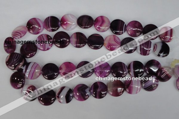 CAG1200 15.5 inches 20mm flat round line agate gemstone beads