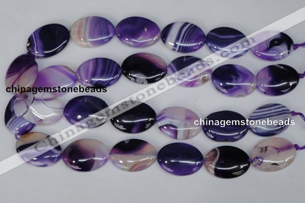 CAG1210 15.5 inches 20*30mm oval line agate gemstone beads