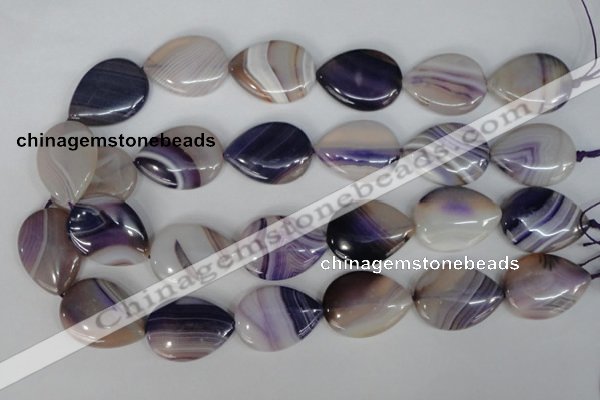 CAG1215 15.5 inches 22*30mm flat teardrop line agate gemstone beads