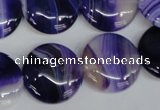 CAG1220 15.5 inches 20mm flat round line agate gemstone beads