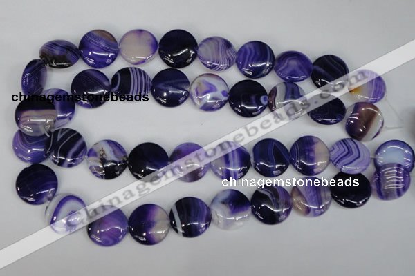 CAG1220 15.5 inches 20mm flat round line agate gemstone beads