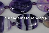 CAG1234 15.5 inches 18*25mm oval line agate gemstone beads