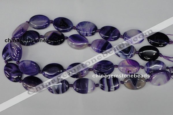 CAG1234 15.5 inches 18*25mm oval line agate gemstone beads