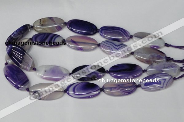 CAG1236 15.5 inches 20*40mm oval line agate gemstone beads