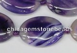 CAG1237 15.5 inches 22*30mm oval line agate gemstone beads