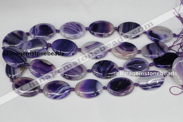 CAG1237 15.5 inches 22*30mm oval line agate gemstone beads