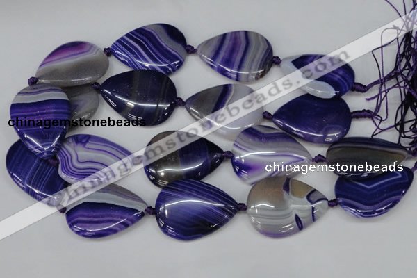 CAG1245 15.5 inches 30*40mm flat teardrop line agate gemstone beads