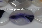 CAG1258 15.5 inches 20*30mm faceted oval line agate gemstone beads