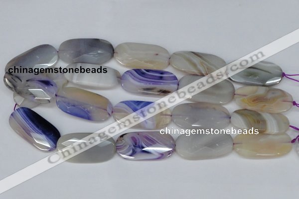 CAG1260 15.5 inches 20*40mm faceted oval line agate gemstone beads