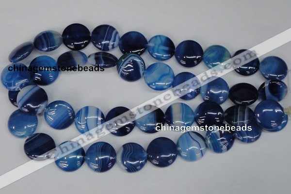 CAG1278 15.5 inches 20mm flat round line agate gemstone beads