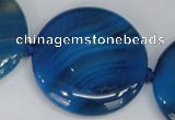 CAG1290 15.5 inches 35mm flat round line agate gemstone beads