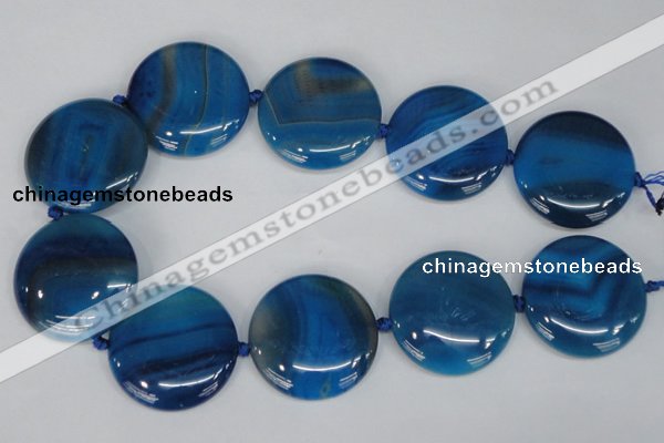 CAG1290 15.5 inches 35mm flat round line agate gemstone beads