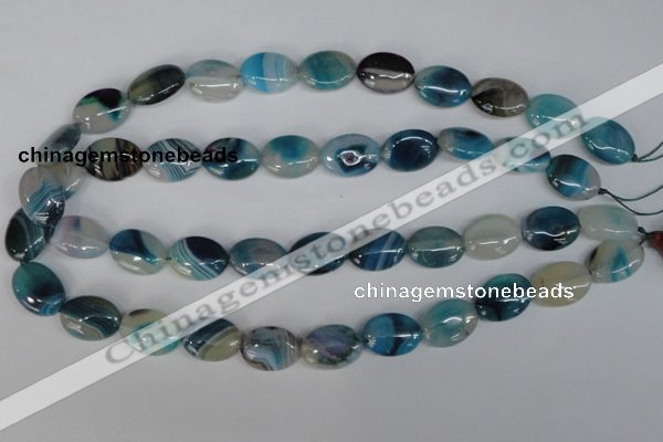 CAG1291 15.5 inches 13*18mm oval line agate gemstone beads