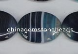 CAG1293 15.5 inches 22*30mm oval line agate gemstone beads