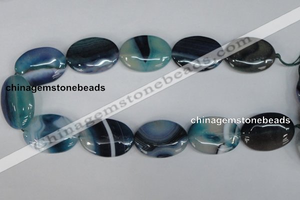 CAG1294 15.5 inches 25*35mm oval line agate gemstone beads