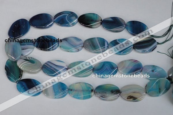 CAG1295 15.5 inches 20*30mm twisted oval line agate gemstone beads