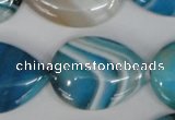 CAG1296 15.5 inches 22*30mm flat teardrop line agate gemstone beads