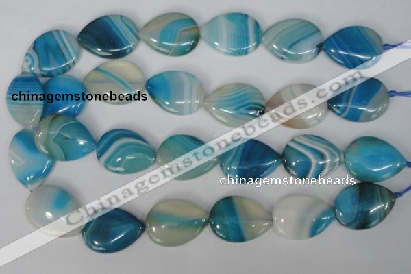 CAG1296 15.5 inches 22*30mm flat teardrop line agate gemstone beads