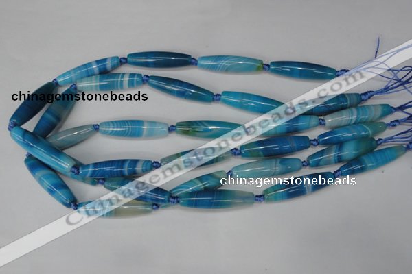 CAG1303 15.5 inches 10*38mm rice line agate gemstone beads