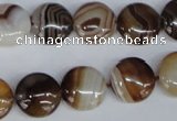 CAG1305 15.5 inches 14mm flat round line agate gemstone beads