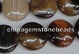 CAG1308 15.5 inches 20mm flat round line agate gemstone beads