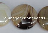 CAG1310 15.5 inches 30mm flat round line agate gemstone beads