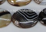 CAG1317 15.5 inches 22*30mm oval line agate gemstone beads