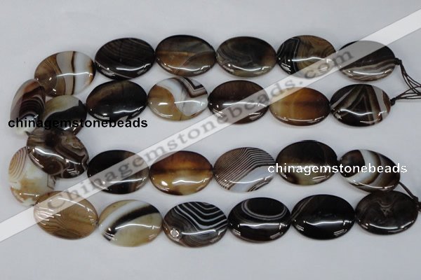 CAG1317 15.5 inches 22*30mm oval line agate gemstone beads