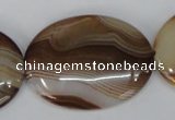 CAG1319 15.5 inches 30*40mm oval line agate gemstone beads