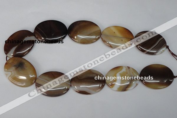 CAG1319 15.5 inches 30*40mm oval line agate gemstone beads