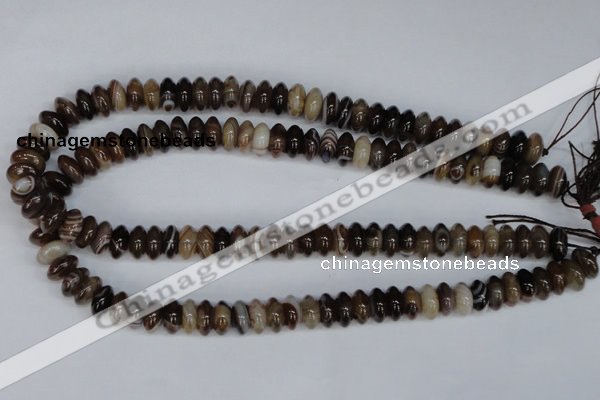 CAG1330 15.5 inches 6*12mm rondelle line agate gemstone beads