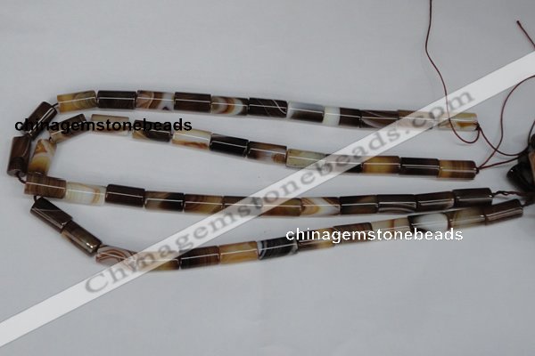 CAG1332 15.5 inches 8*16mm tube line agate gemstone beads