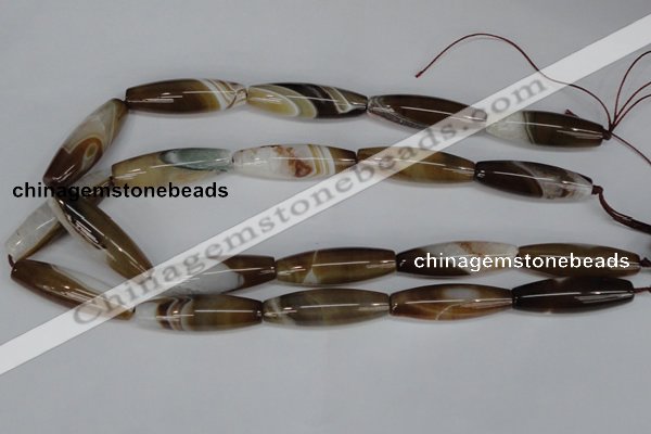 CAG1335 15.5 inches 12*40mm rice line agate gemstone beads