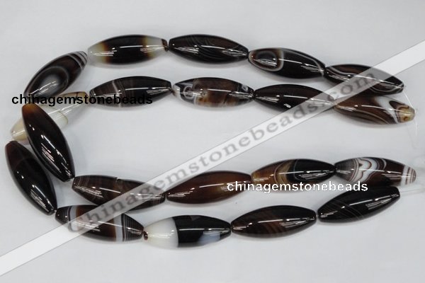 CAG1337 15.5 inches 15*40mm rice line agate gemstone beads