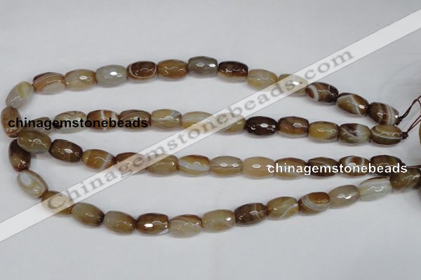 CAG1340 15.5 inches 10*15mm faceted rice line agate gemstone beads