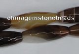 CAG1342 15.5 inches 10*30mm faceted rice line agate gemstone beads