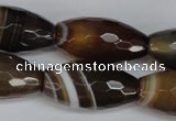 CAG1344 15.5 inches 15*30mm faceted rice line agate gemstone beads